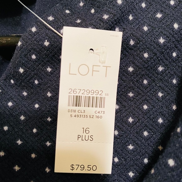 LOFT NWT Jacquard Knit Polka Dot Wrap Dress Plus - Picture 4 of 4